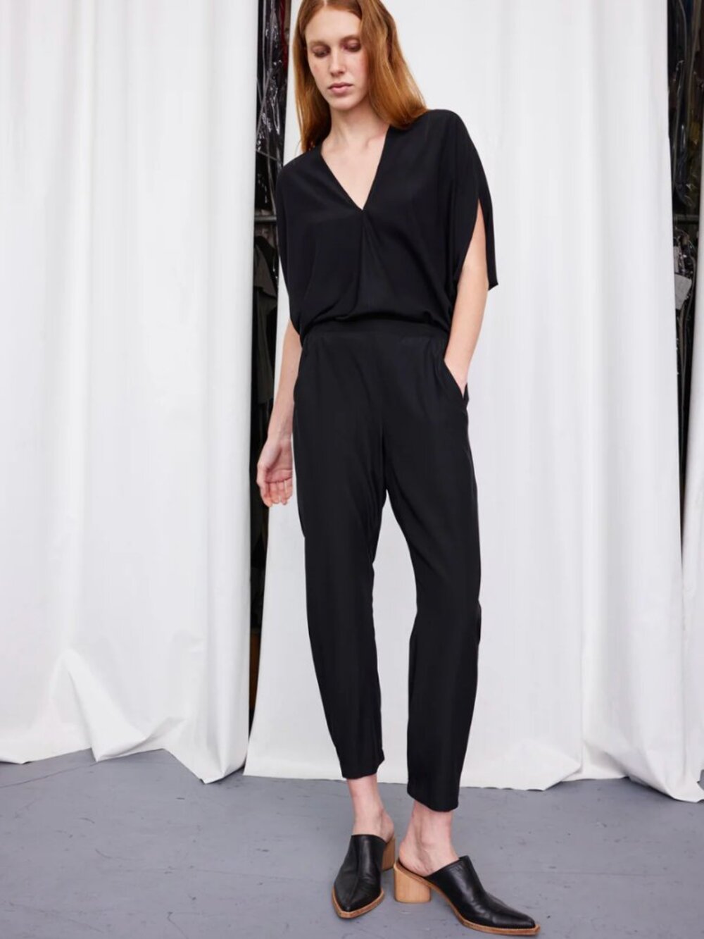 Zero + Maria Cornejo Gabi Silk Trouser Black Size 2 MSRP $595
